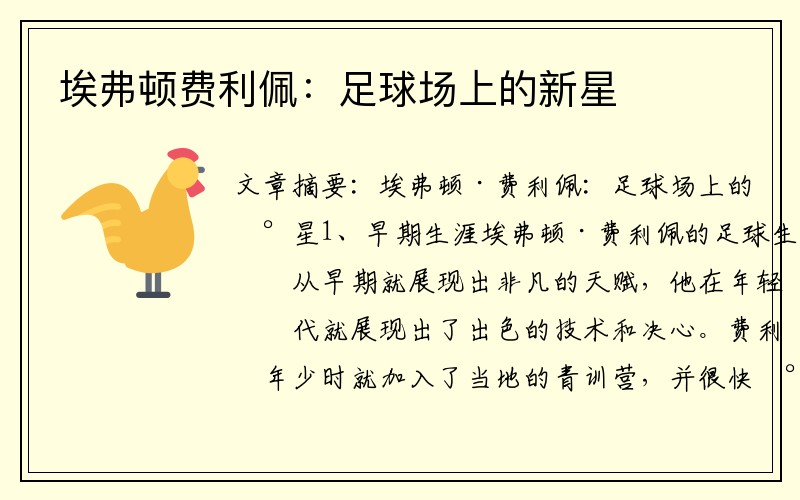 埃弗顿费利佩：足球场上的新星