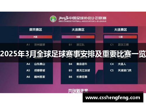 2025年3月全球足球赛事安排及重要比赛一览
